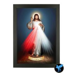 Imagem de Quadro Catolico Jesus Misericordioso Tamanho 35x25 Com Vidro