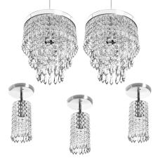 Imagem de Kit 2 Pendente Cristal Acr.Manucrilic + 3 Lustre Clearcrilic