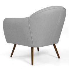 Imagem de Kit 02 Poltronas Decorativas Nina Pés Palito Madeira C-315 Linho  Claro - Domi