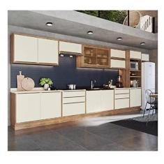 Imagem de Cozinha Modulada 11 Peças 15 Portas 6 Gavetas com Divisor de Talheres 1 Nicho para Forno Viena Edez Louro Freijó/argila