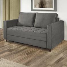 Imagem de Sofá Cama Belize 2 Lugares Com Pés de Madeira e Rodízios Grafite