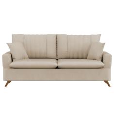 Imagem de Sofá 160Cm 2 Lugares Com Almofadas Pés Curvos Veras Suede D05 Bege Claro - Mpozenato