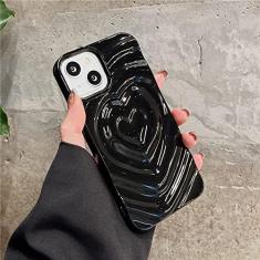 Imagem de Capa de telefone com padrão de coração de amor 3D de luxo para iPhone 14 13 12 Pro Max 11 14 Pro Max Candy Color Enrugada Capa traseira macia, preta, para iphone 13