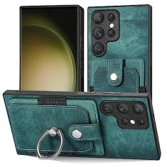Imagem de Capa de telefone com slot para cartão de carteira para Samsung Galaxy S21 S20 FE S23 S21 Ultra Plus magnético suporte para anel de dedo capa de couro, verde, para Galaxy A23 (A23 5G)