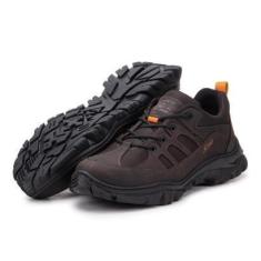 Imagem de Tenis Adventure Cano Curto Sola Tratorada Leve Masculino Couro Moda Esportiva Resistente-Masculino
