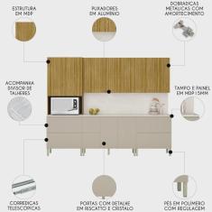 Imagem de Armário de Cozinha CP03 e Tampo 120cm Minsk K02 Vanilla/Freijó - Mpozenato