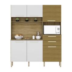 Imagem de Armário De Cozinha Compacta 6 Portas E 2 Gavetas 160 Cm Duquesa Ripado Freijó-supremo - Pallazio