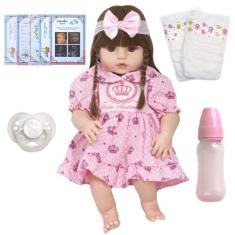 Imagem de Boneca Silicone Bebê Reborn Barata Bonita Com Cílios Enxoval - Cegonha