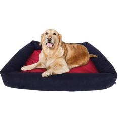 Imagem de Cama Para Cachorro Grande 100X87 Cm - 100% Lavável Preto + Vermelho -