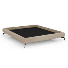 Imagem de Cama Casal Japonesa 156cm Pés Alumínio Haru Bouclé Suave Off White - S