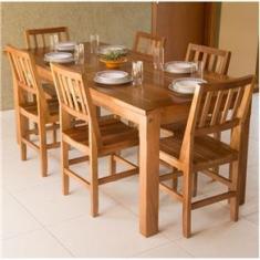 Conjunto De Mesa Madeira Maciça Com 6 Cadeiras União - Mel