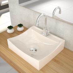 Imagem de Kit Cuba Q440 Com Torneira Luxo 1195 Metal E Válvula Click 1 Pol. Sifão Pvc E Flexível Compace Bege