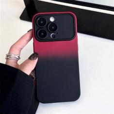 Imagem de Capa de silicone macio gradiente de luxo para iPhone 15 14 13 12 11 Pro Max 14Pro 13Pro Capa protetora completa para lente de câmera de janela grande, vermelha preta, para iPhone12 Pro Max