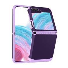Imagem de Capa de telefone integrada com dobradiça de armadura galvanizada para Samsung Galaxy Z Flip 5 4 3 Flip5 Flip4 Flip3 5G Capa protetora rígida, roxa, para Galaxy Z Flip 5