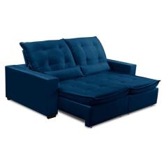 Imagem de Sofa Retratil Reclinavel 2 Lugares 2,40m Atlantis Veludo Azul Marinho LansofBR