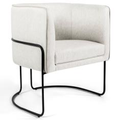 Imagem de Poltrona Decorativa Base Aço Betina B-443 Linho Bege - Domi