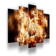 Imagem de Quadro Decorativo Mosaico 5 Peças Mod358 Leão De Judá 11