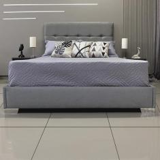 Imagem de Cama Moderna Luxo Com Cabeceira Berlim Linho Bege rbl King 1,95 X 2,05
