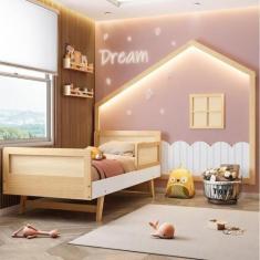 Imagem de Cama Montessoriana Lift Solteiro Com 1 Grade E Moldura Infantil Casinh