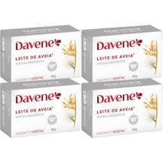 Imagem de 4UN Sabonete Vegetal Leite Aveia Hipoalergenico 90g Davene