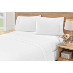 Imagem de Jogo De Cama De Lençol Queen 3 Peças Percal 180 Fios Ponto Palito - Br