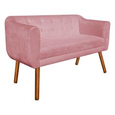 Imagem de Namoradeira Julia 2 Lugares Suede Rose Pés Palito Castanho