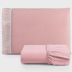 Imagem de Jogo de Lençol Suave Lese Percal 180 Fios Solteiro 2 Peças Barato - Rosê