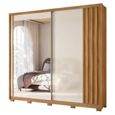 Imagem de Guarda Roupa Casal Dhara 2 Portas Deslizantes Freijó Off White Com Espelho - Moval Freijó Off White