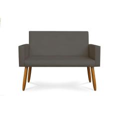 Imagem de Sofá Namoradeira Lugares Luxo Tecido Balaqui Decor Courino Cinza