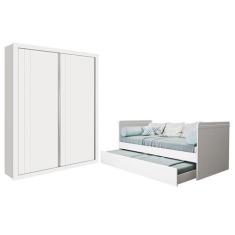 Imagem de Jogo De Quarto Guarda Roupa Prince E Bicama Nuth Branco Fosco Com 2 Co