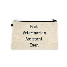 Imagem de Bolsa de maquiagem de assistente veterinário, presente para assistente veterinário, melhor assistente veterinário de todos os tempos, bolsa de higiene pessoal, para ela, bolsa de maquiagem para mulheres, bolsa de , Branco