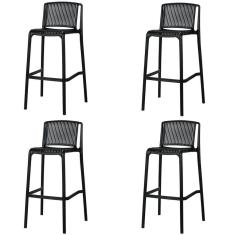 Imagem de Kit 4 Banqueta Floripa Fratini 100 cm (altura) em Poliuretano (PU) Cor Preto