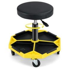 Imagem de Banqueta pneumática ajustável Nightcore, banco de garagem resistente com bandeja de armazenamento de várias ferramentas e almofada de assento acolchoada, banco de loja com capacidade giratória de 150