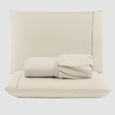 Imagem de Jogo De Lençol Peletizado 400 Fios King 3 Peças - Casa - Hotel - Pousada - Palha