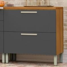 Imagem de Balcão De Cozinha Burguesa Mdf Com 1 Porta Marrom Freijó Cinza