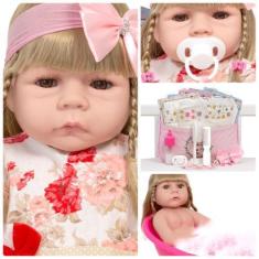 Imagem de Bebe Reborn Menina Linda Enxoval Completo Corpo De Vinil - Cegonha Reb