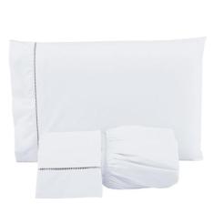 Imagem de Jogo De Lençol Casal 3 Peças Percal 400 Fios Ponto Palito - Linda Casa