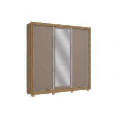 Imagem de Guarda Roupa Casal 3 Portas de Correr e 3 Gavetas c/ Espelho e Pés CB04M570-Kappesberg Nogueira/Fendi
