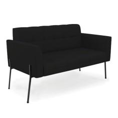 Imagem de Sofá Namoradeira 2 Lugares Base Pé de Ferro Preto Elisa Linho Preto A79 D03 - D'Rossi