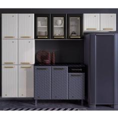 Imagem de Cozinha De A o Compacta 3 Pe as Com Vidros 11 Portas Diamante