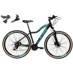 Imagem de Bicicleta Feminina Aro 29 Ksw Mwza Alumínio 24v Câmbios Shimano Garfo Suspensão - Preto/Azul