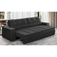 Imagem de Sofá Retrátil E Reclinável 2 Lugares 1,50M Com Molas Stella Suede Pret