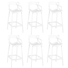 Imagem de Kit 6 Banquetas Allegra com Encosto Design Cozinha/bancada - Branco