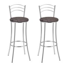 Imagem de Kit 2 Banquetas Cromadas Bc26-a B206 Cromado/Marrom