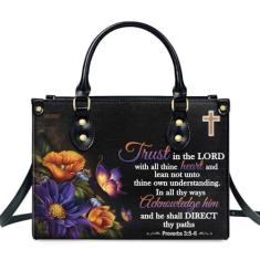Imagem de Jesuspirit Bolsas de couro femininas – bolsas bíblicas, bolsa religiosa – presentes cristãos para mulheres – presentes de Natal, Multi, Medium