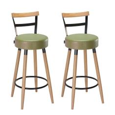 Imagem de Kit 2 Banquetas Alta Moscou Pés Palito Tecido Sintético Verde