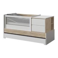 Imagem de Berço Cama Sol e Mar Divicar Branco Acetinado/Carvalho Treviso - Multi