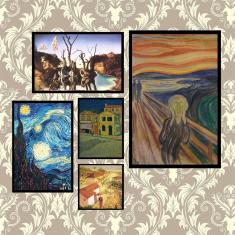 Imagem de Kit De 5 Quadros Com Moldura  - Artes Famosas