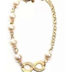 Imagem de Pulseira Infinito Pérolas Que Seja Eterno Folheado