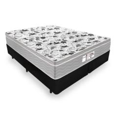 Imagem de Cama Box Casal Bipartido Tecido Sintético Preto com Colchão De Molas Ensacadas - Probel Evolution